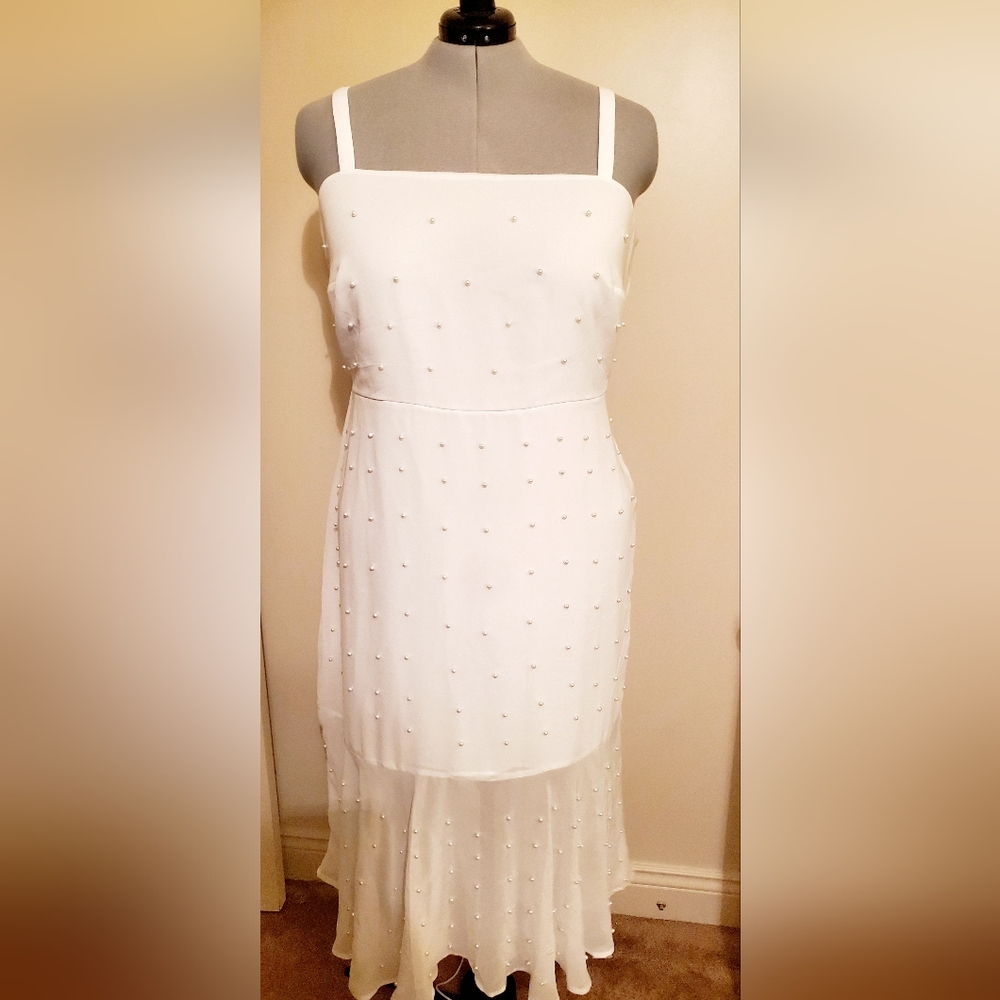 Eloquii Chiffon Midi Dress with Pearls Sz 20 NWT